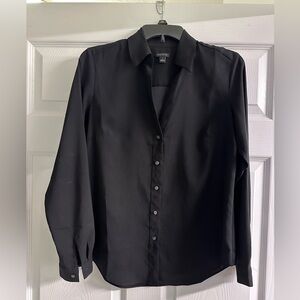 Ann Taylor Classic Black Button Down Shirt Size Small